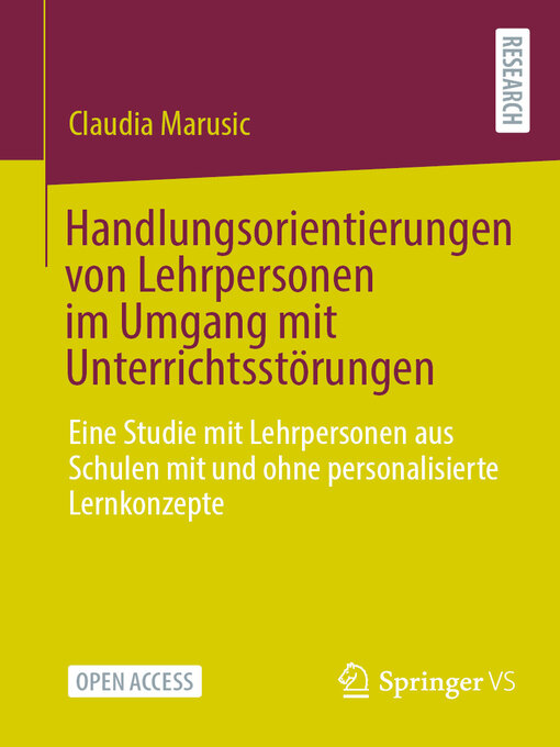 Title details for Handlungsorientierungen von Lehrpersonen im Umgang mit Unterrichtsstörungen by Claudia Marusic - Available